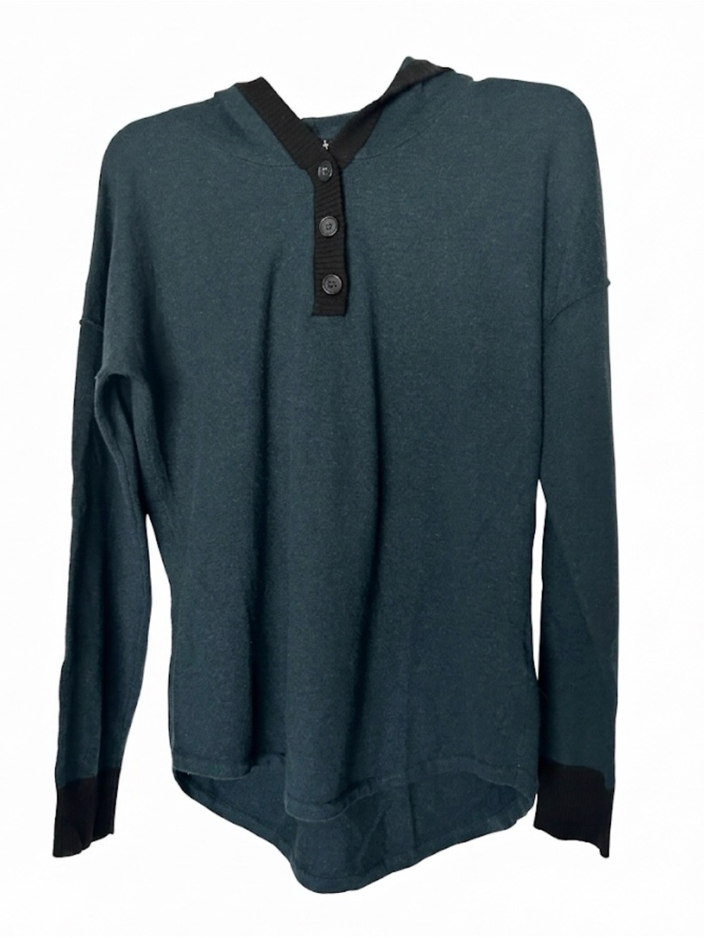 Smartwool Merino Wool Blend Henley Hoodie Sweater Women's L Teal Green 3 Button
